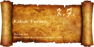 Kakuk Ferenc névjegykártya